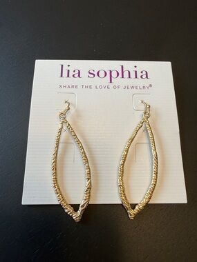 Lia Sophia Gold Twisted Open Teardrop Earrings